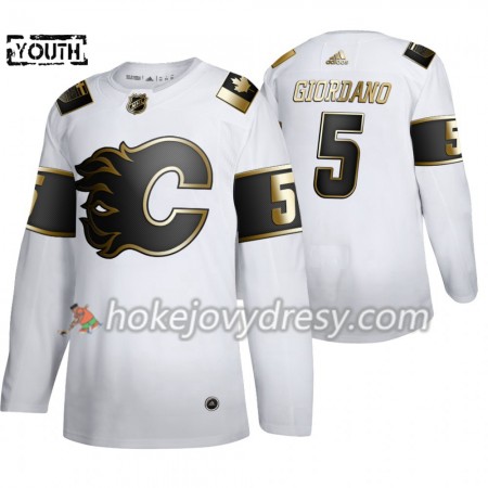 Dětské Hokejový Dres Calgary Flames Mark Giordano 5 Adidas 2019-2020 Golden Edition Bílá Authentic